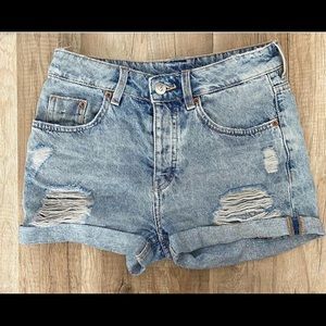 Distressed Denim Shorts